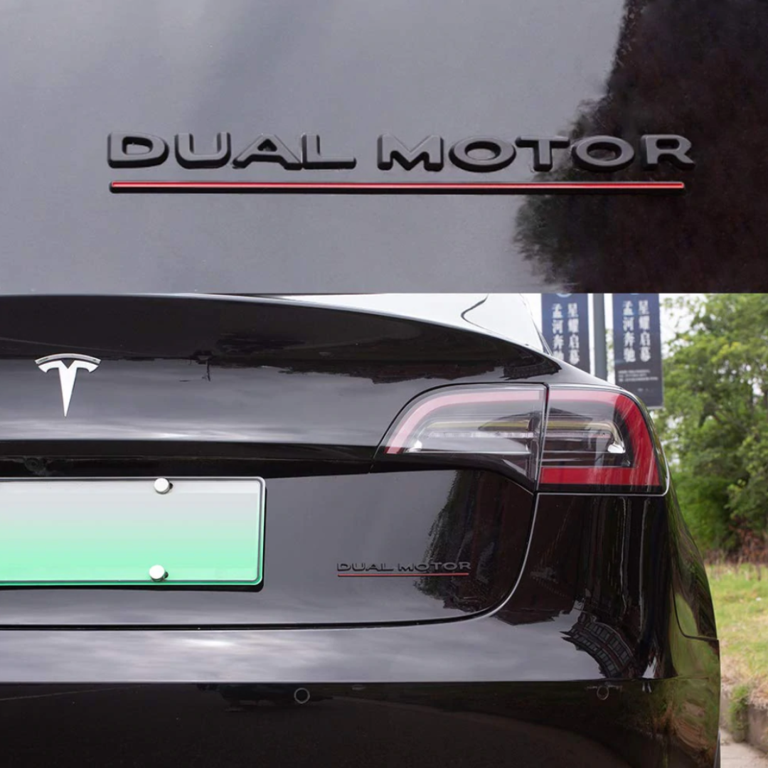 Emblem Dual Motor for Tesla Model 3 and Tesla Model Y in matte